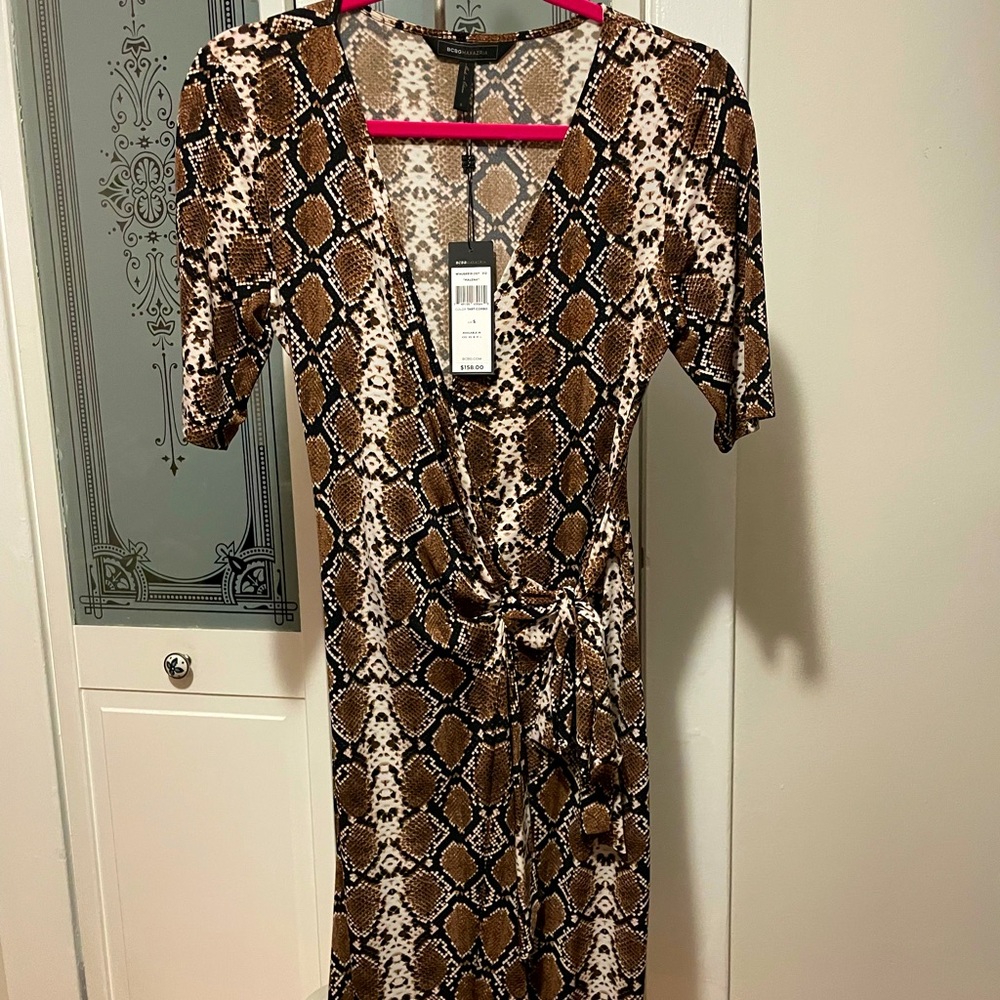 Snake Print Wrap Dress. Knee length